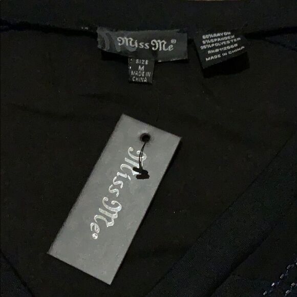 Miss Me sheer beaded front shirt. Med. NWT - Picture 7 of 10